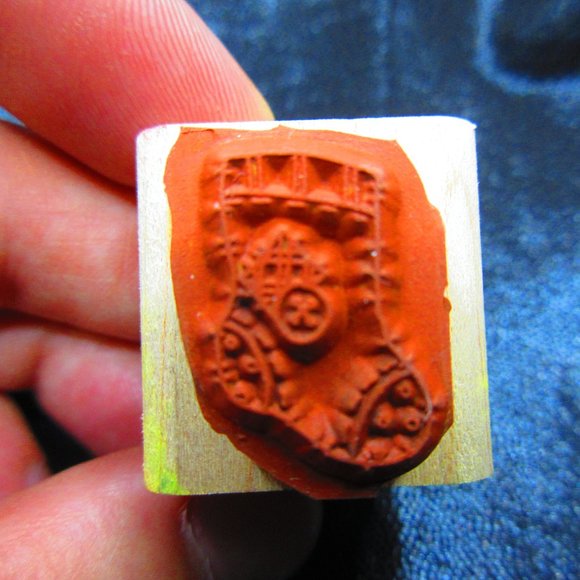 Christmas Stocking Rubber Wood Mounted Stamp 1" X 1" - Picture 2 of 3